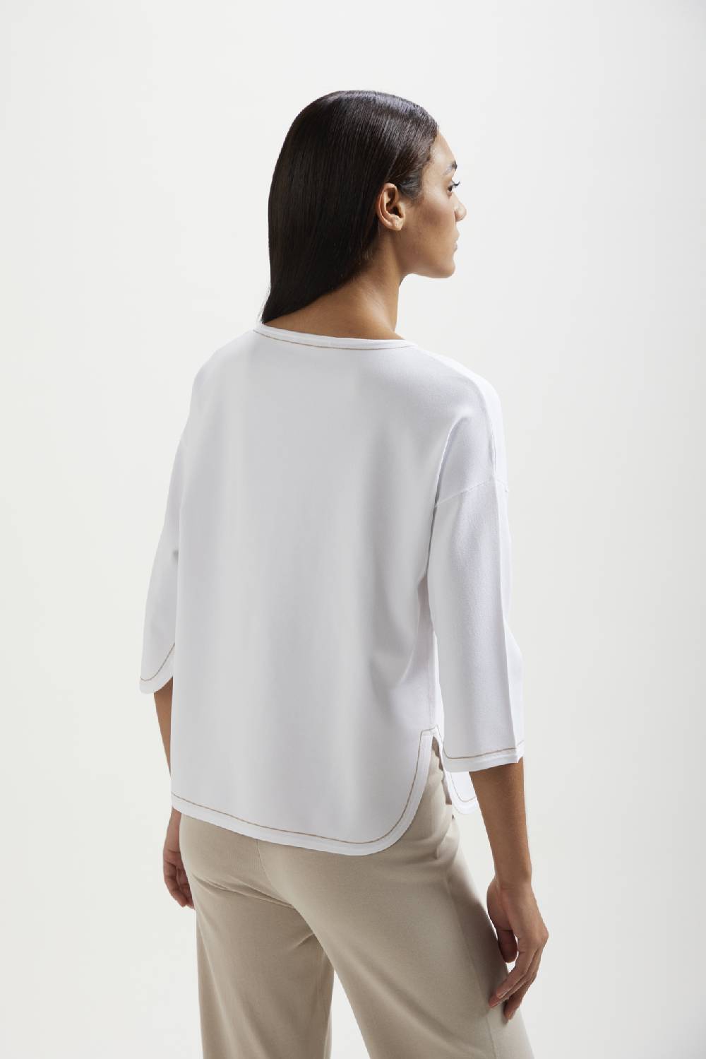 Kangra Cashmere Barchetta Rasata Stondata Con Impuntura A Contrasto Offerta
