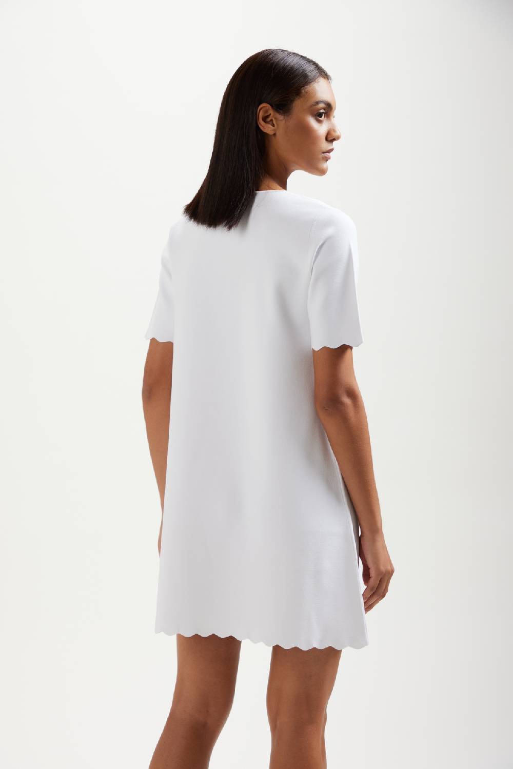 Kangra Cashmere Mini Abito Manica Corta E Punto Milano con Dentello Outlet