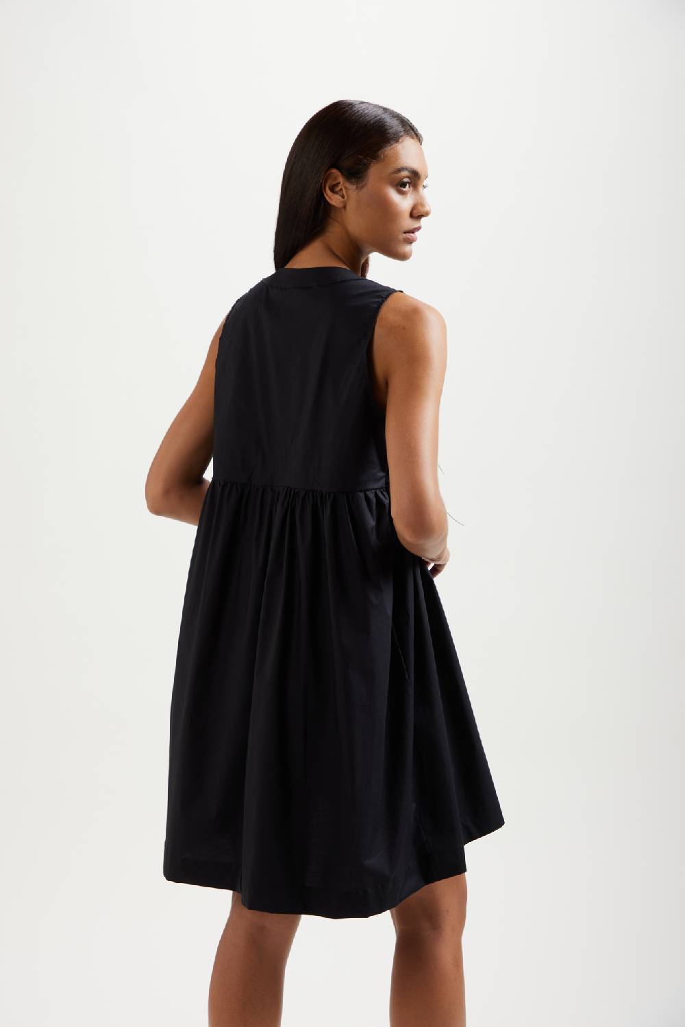Kangra Cashmere Mini-Abito Smanicato Con Piume Struzzo In Popeline Saldi