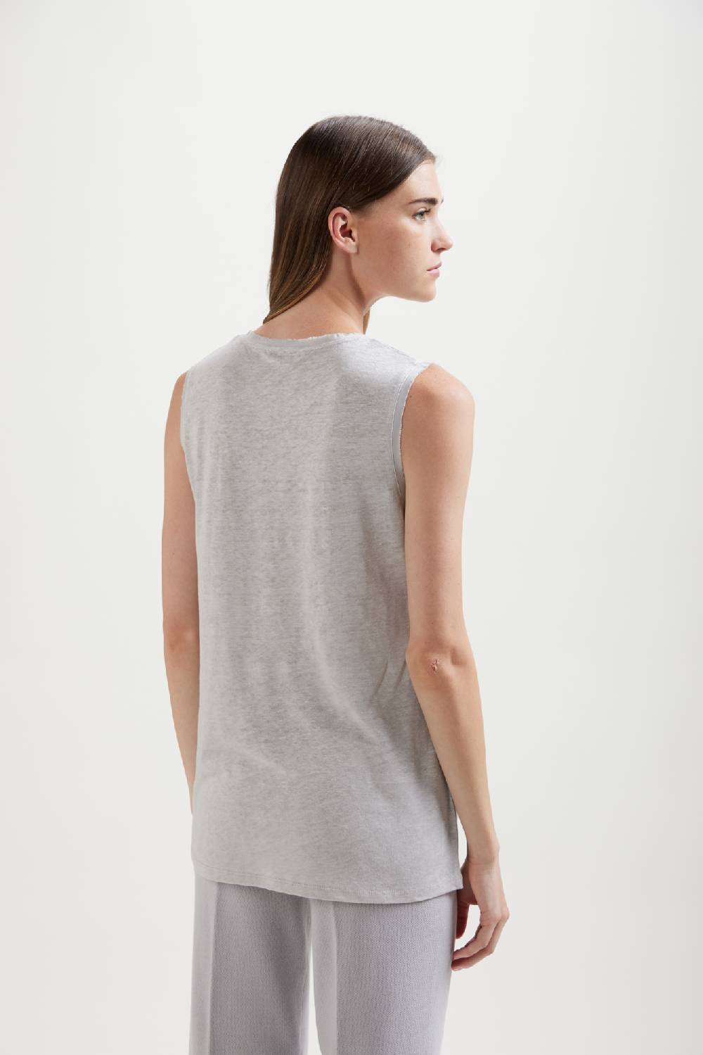Kangra Cashmere Canotta In Jersey Lino Con Dettagli Di Seta Vendita Economica