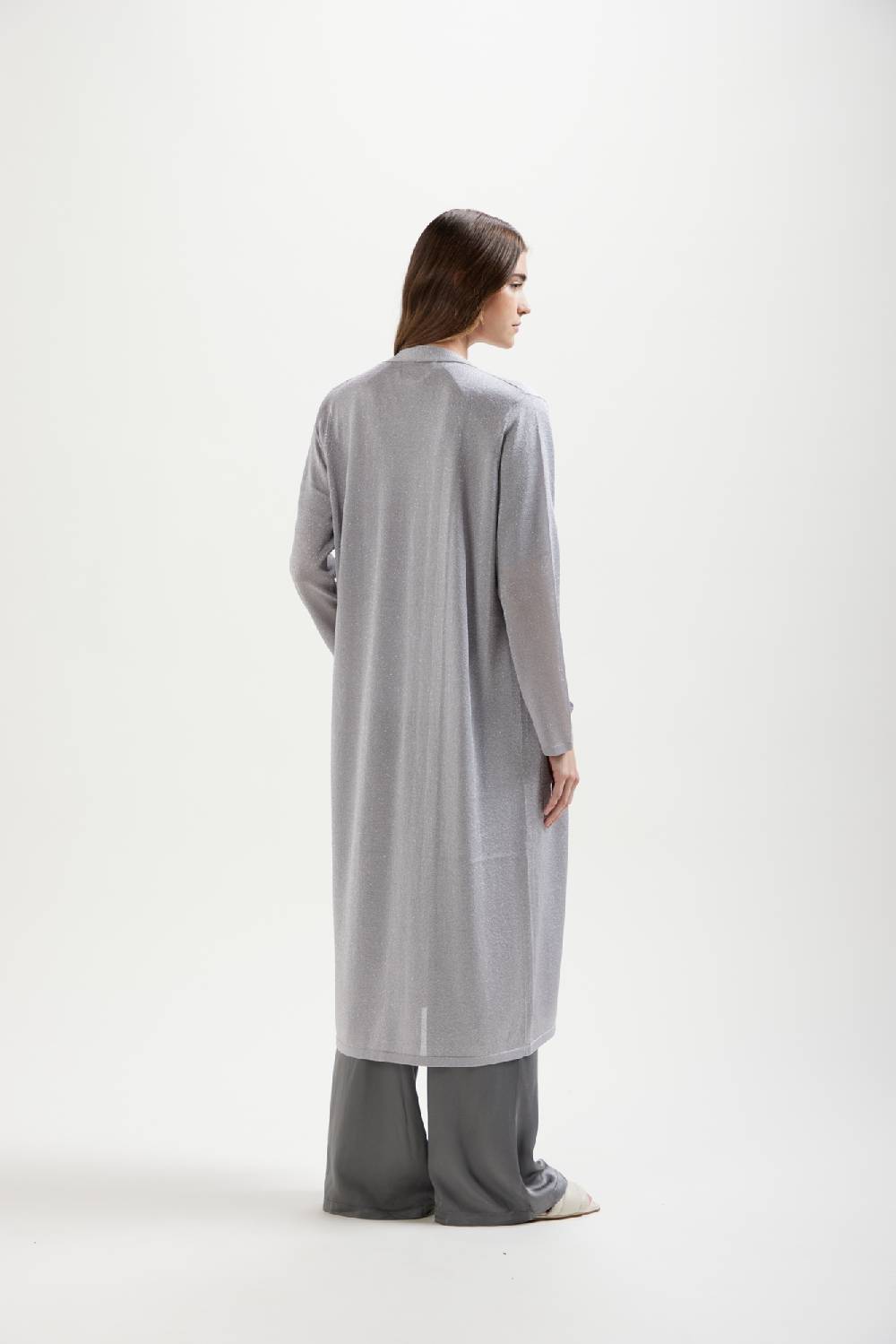 Kangra Cashmere Spolverino Lungo In Lurex Rasato Con Tasche Vendita