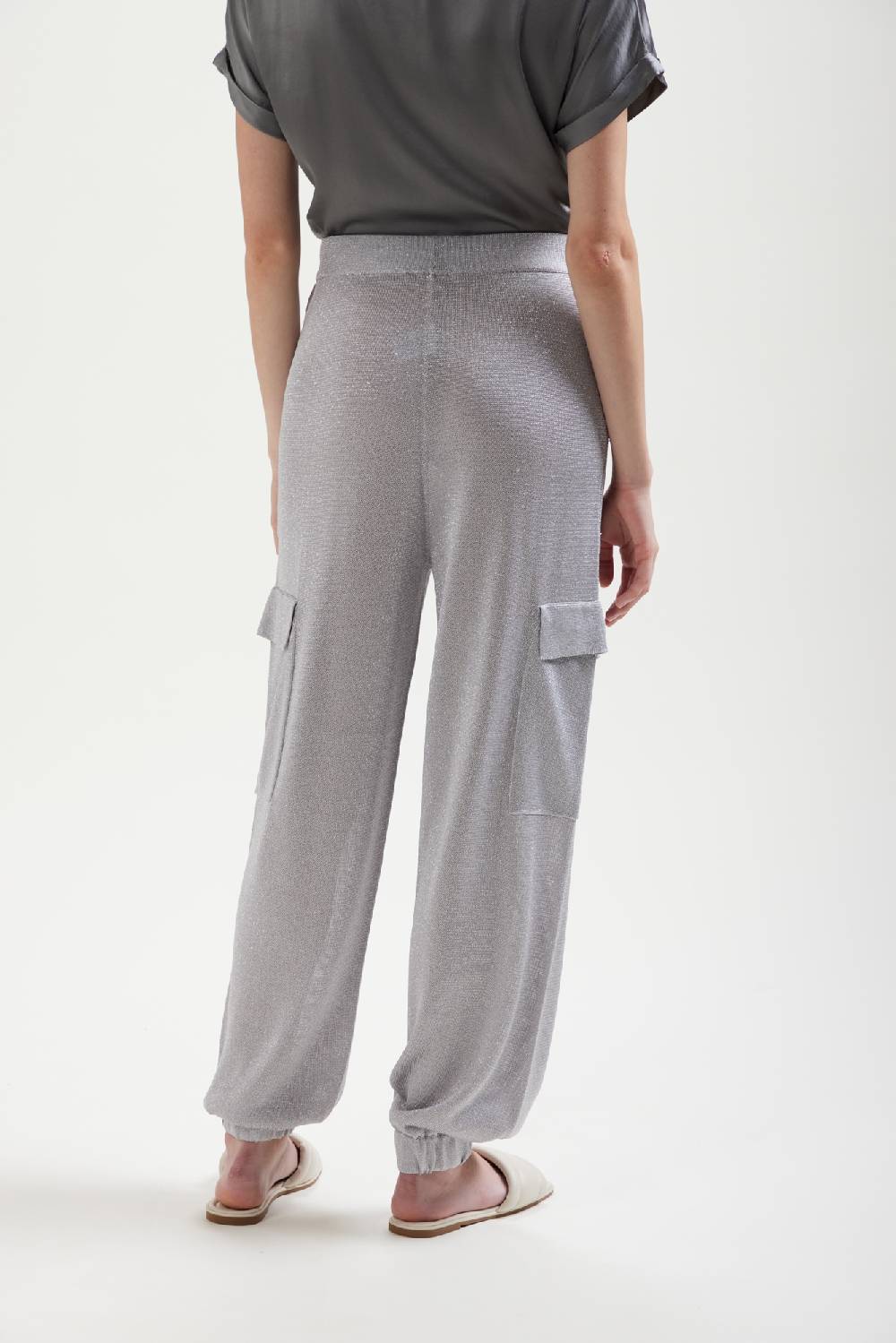 Kangra Cashmere Pantalone Cargo In Lurex Con Tasche Promozione