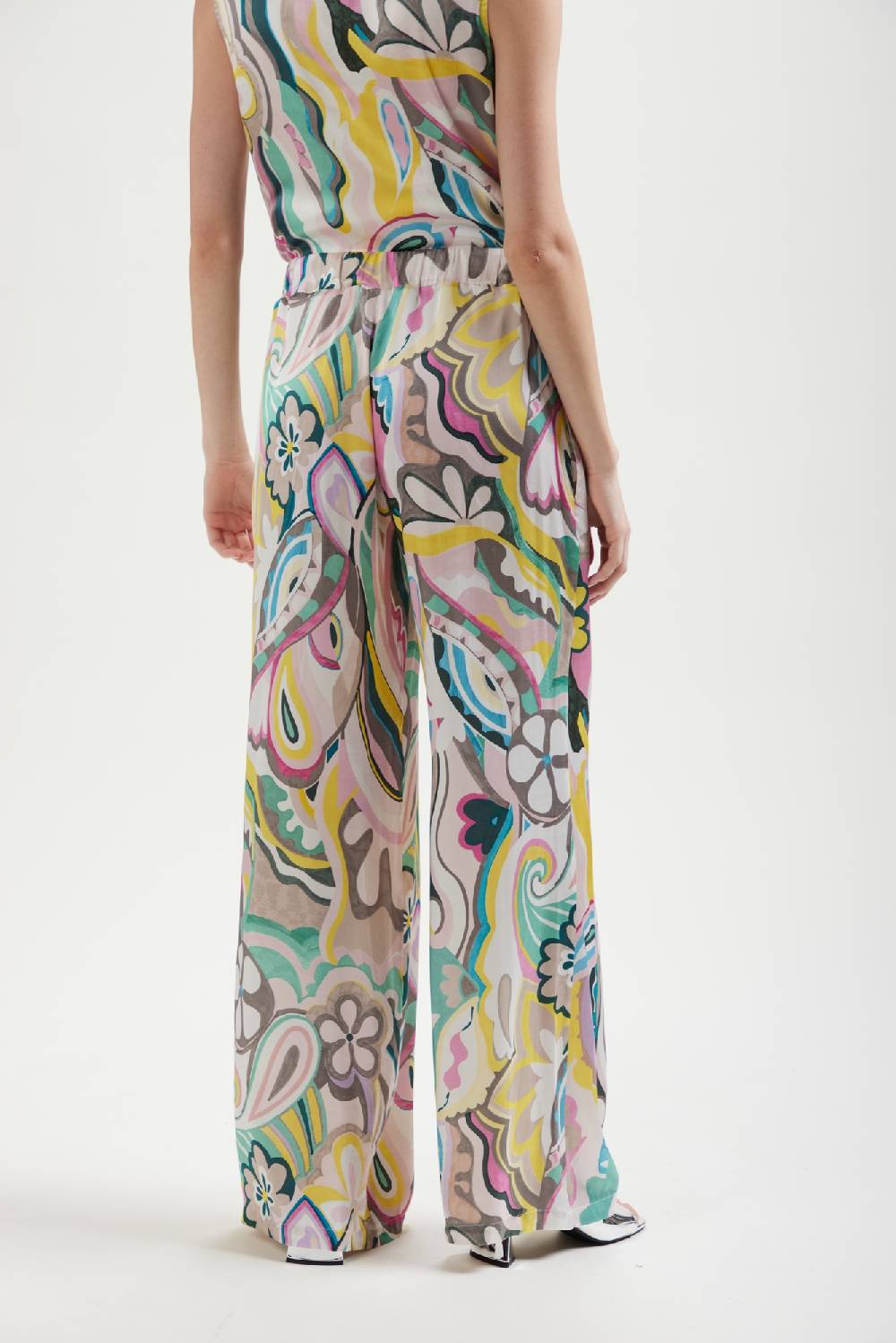 Kangra Cashmere Pantalone Palazzo Stampato Con Tasche In Viscosa Negozi Online