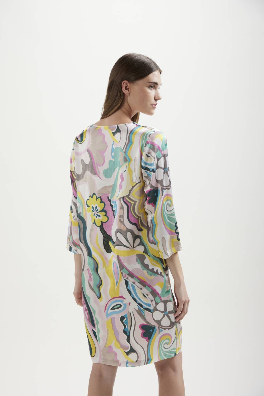 Kangra Cashmere Abito Linea Uovo Stampato In Viscosa Acquista Ora