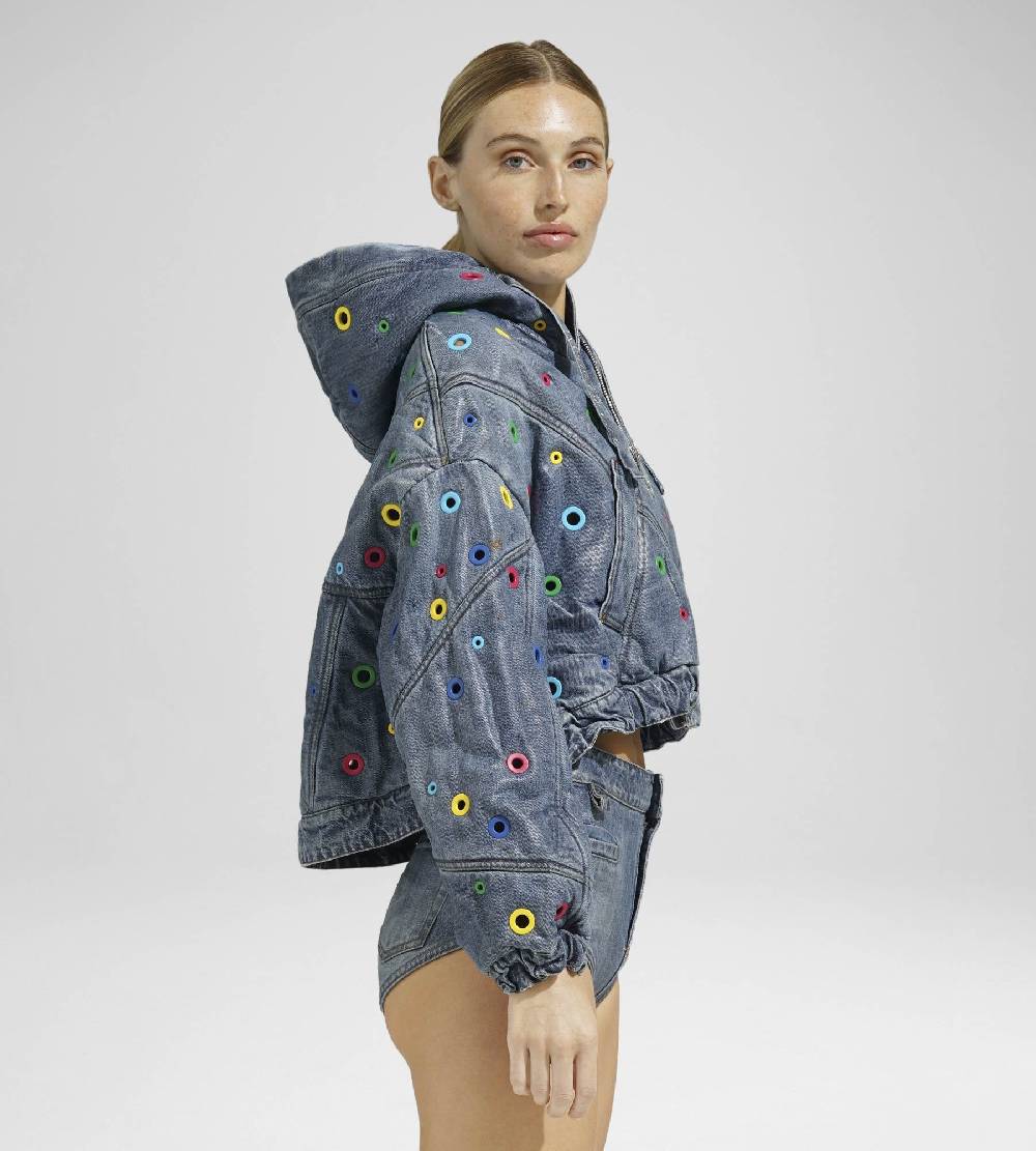 ﻿Khrisjoy KHRIS CROP DENIM EYELETS MULTICOLOR DENIM Affare Del Giorno