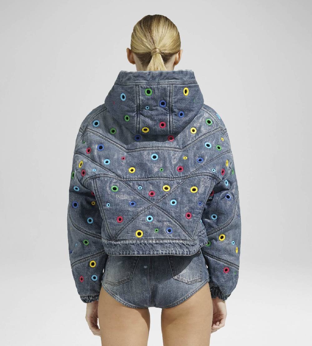 ﻿Khrisjoy KHRIS CROP DENIM EYELETS MULTICOLOR DENIM Affare Del Giorno