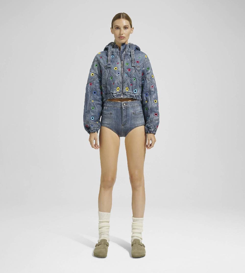 ﻿Khrisjoy KHRIS CROP DENIM EYELETS MULTICOLOR DENIM Affare Del Giorno