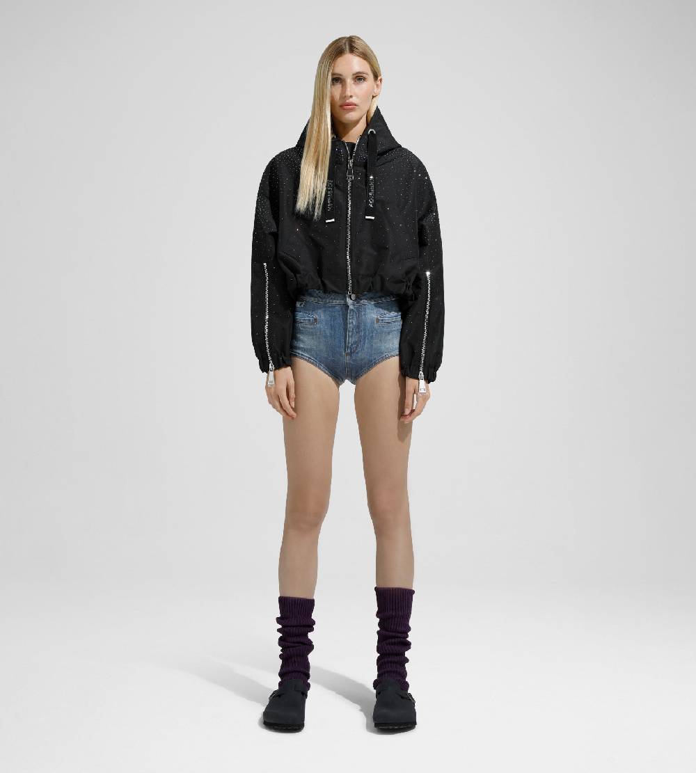 Khrisjoy KHRIS CROP WINDBREAKER STRASS BLACK Prezzo Ridotto