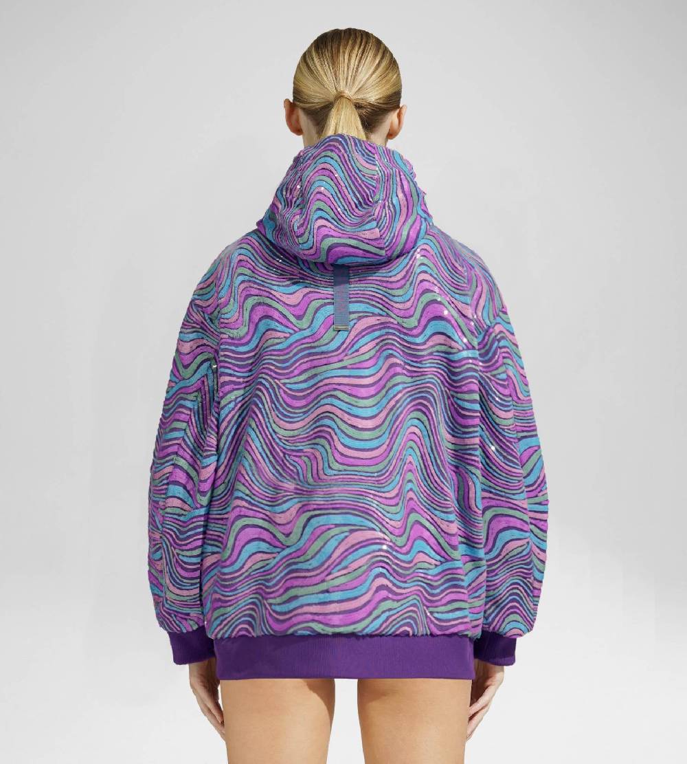 Khrisjoy WAVE PAILLETTES HOODIE MIX GRAPE Vendita Economica