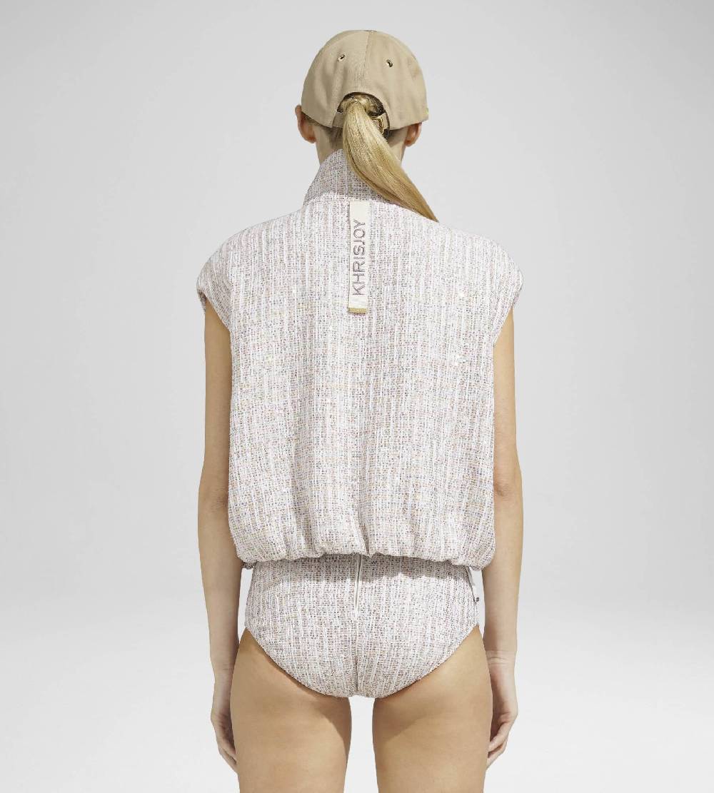 Khrisjoy JOY VEST TWEED CROPPED PAILLETTES TRAMÉ Saldi Di Fabbrica