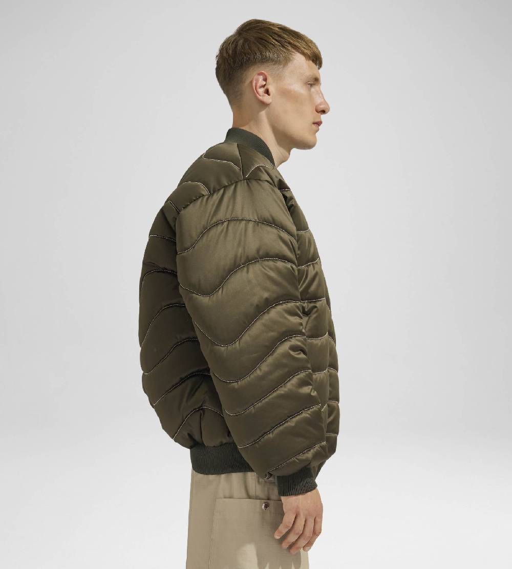Khrisjoy BOMBER SATIN WAVE CHAINS OLIVE GREEN Prezzo Ridotto