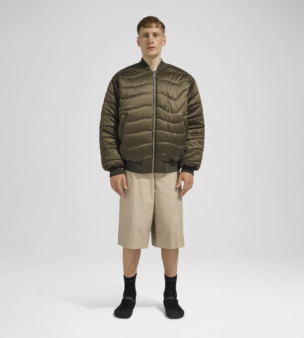 Khrisjoy BOMBER SATIN WAVE CHAINS OLIVE GREEN Prezzo Ridotto
