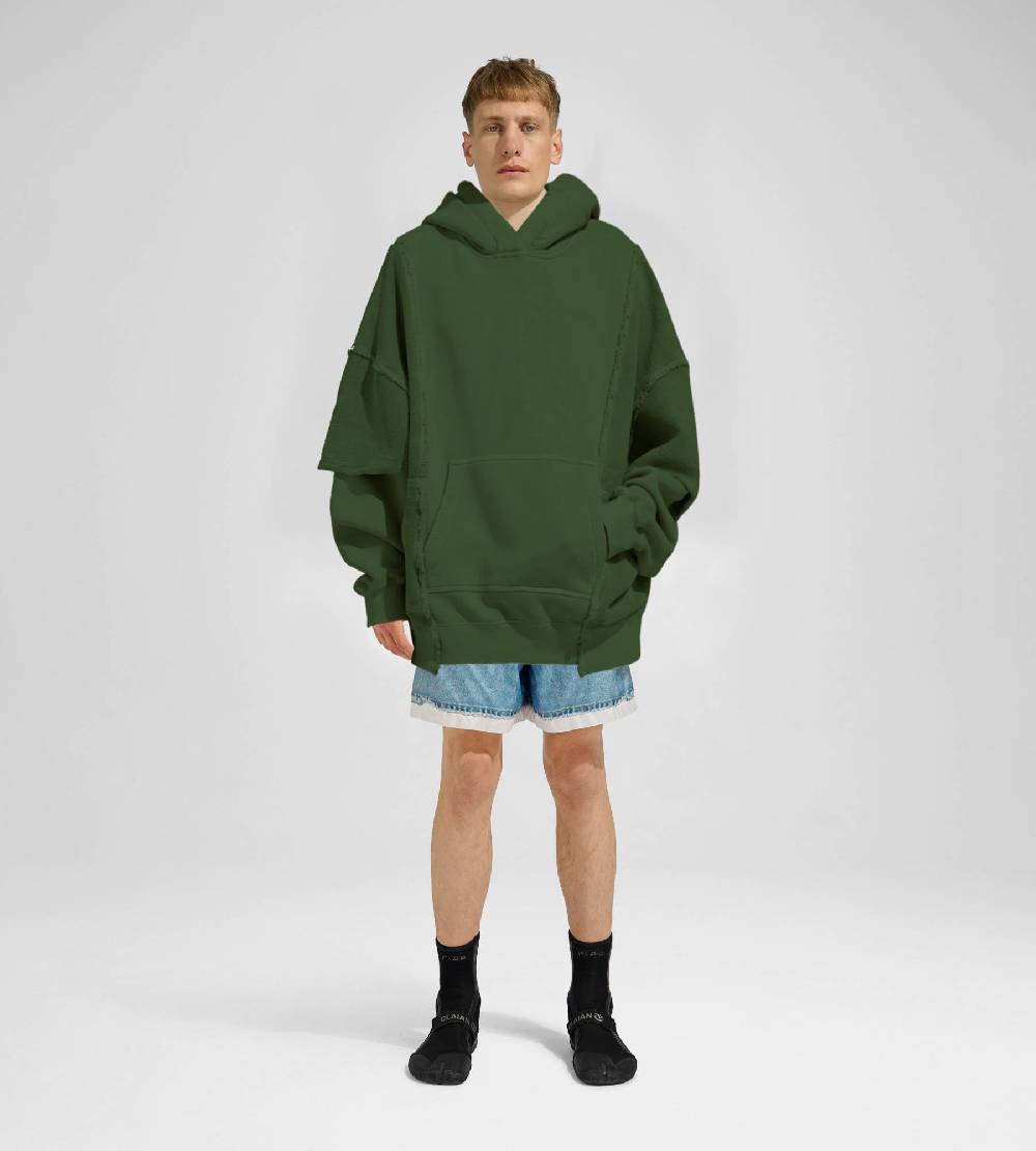 Khrisjoy HOODIE DOUBLE POCKETS OLIVE GREEN Novità