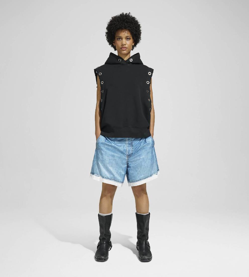 Khrisjoy HOODIE VEST EYELETS BLACK Spedizione Gratuita