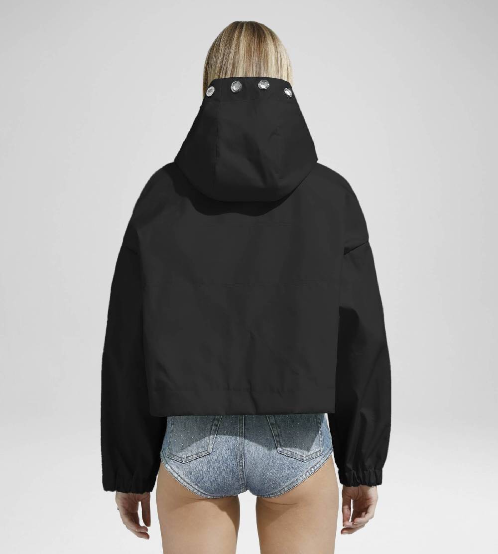 Khrisjoy NEW KHRIS CROP WINDBREAKER BLACK Sottocosto