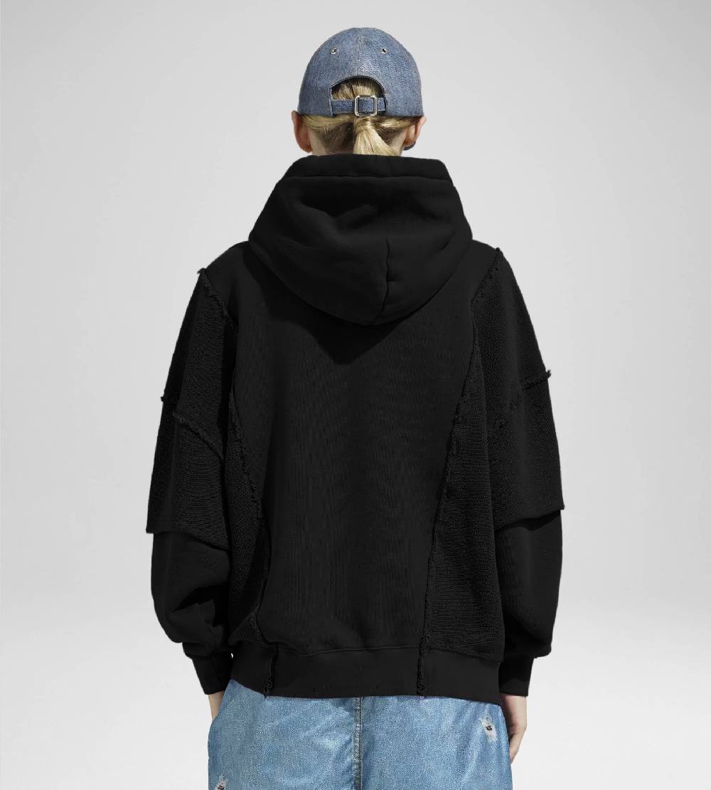 Khrisjoy HOODIE DOUBLE POCKETS BLACK Vendita Economica