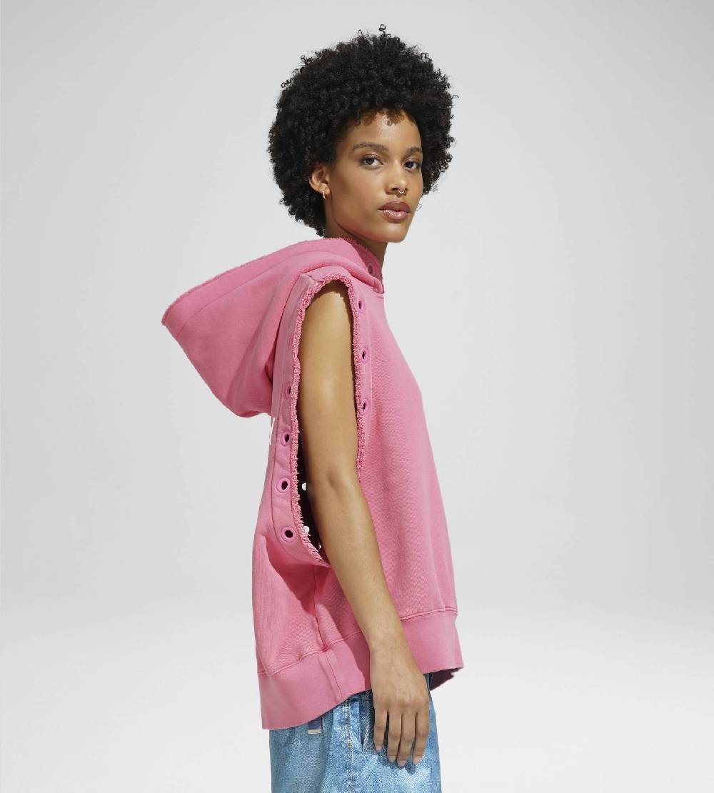 Khrisjoy HOODIE VEST EYELETS CANDY PINK Moda