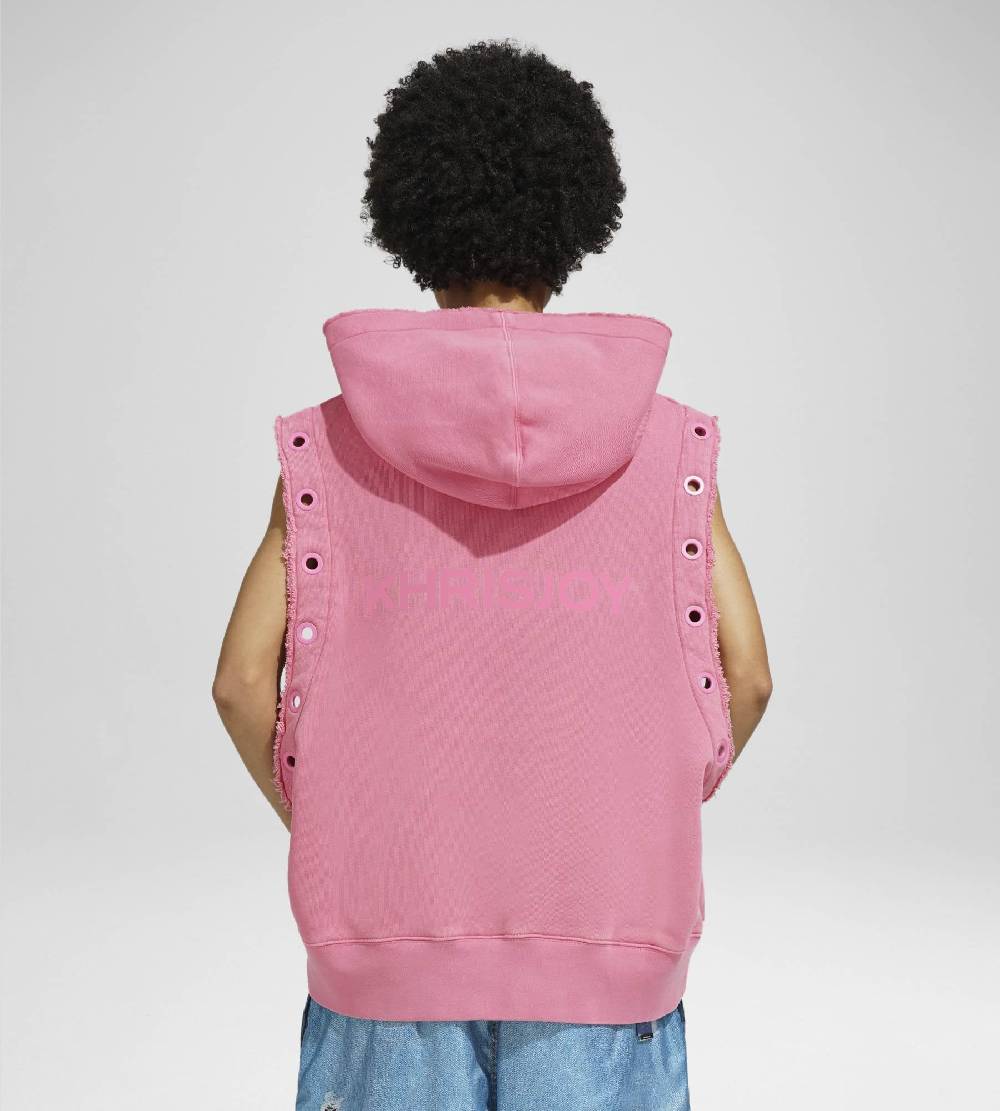 Khrisjoy HOODIE VEST EYELETS CANDY PINK Moda
