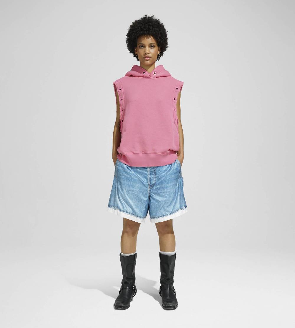 Khrisjoy HOODIE VEST EYELETS CANDY PINK Moda