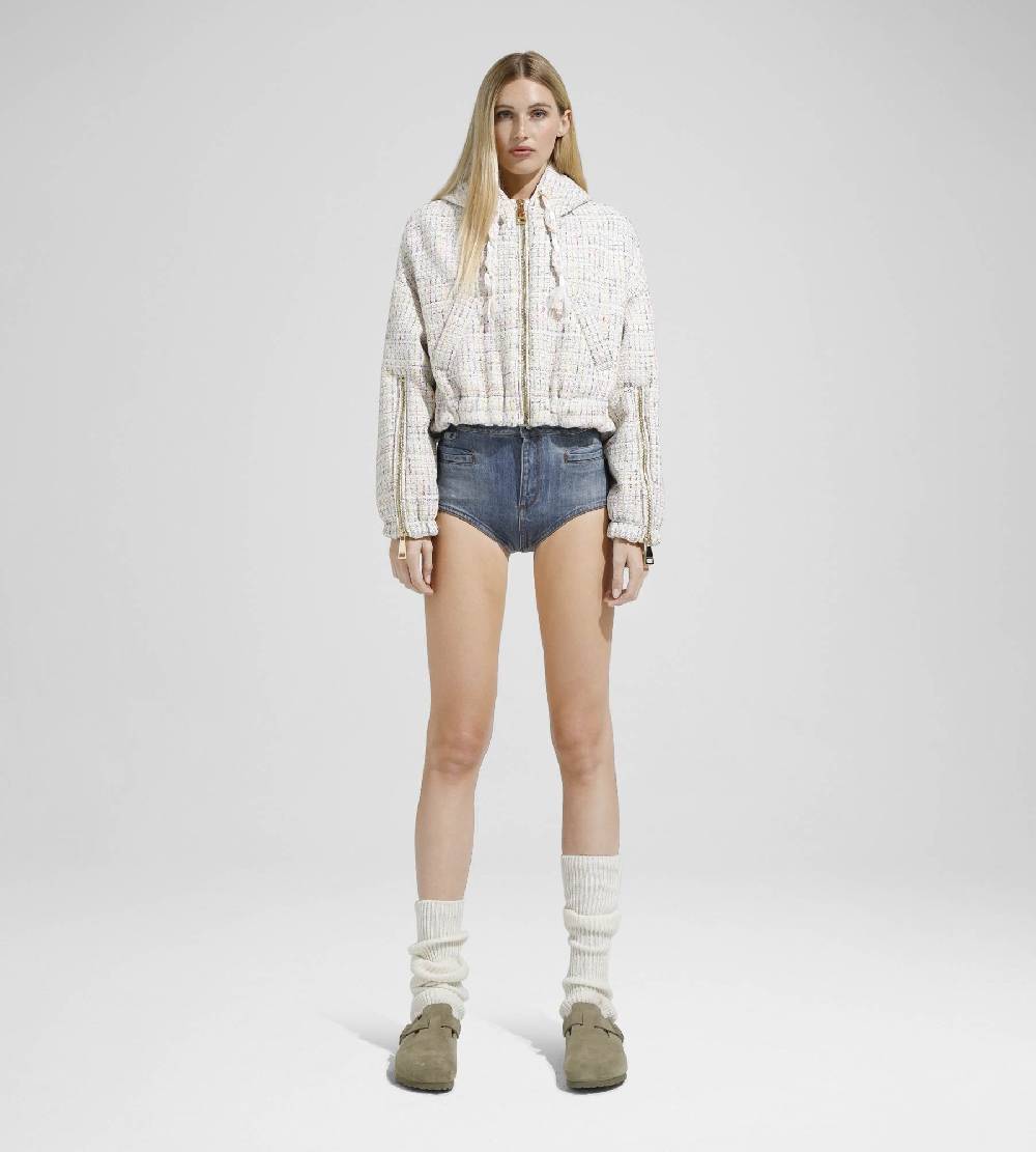 Khrisjoy KHRIS CROP WINDBREAKER TWEED PASTEL COLORS Vendita