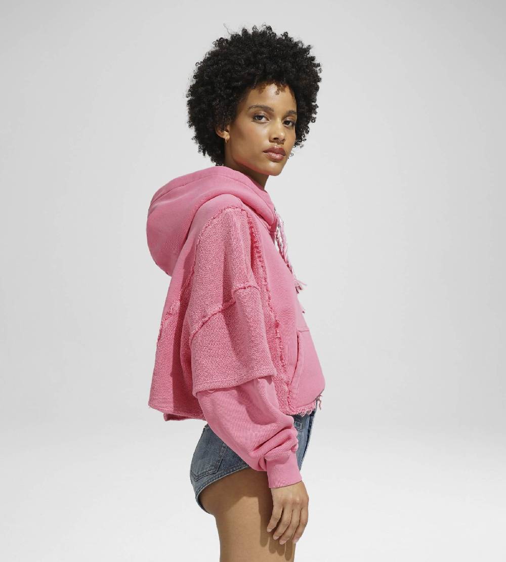 Khrisjoy HOODIE CROP DOUBLE POCKETS CANDY PINK Pezzi Unici