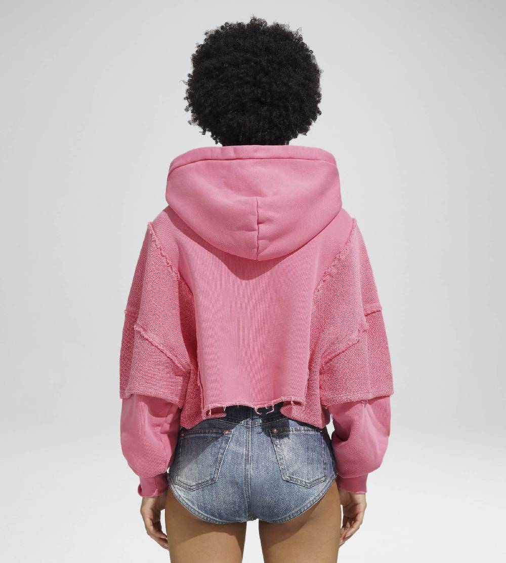 Khrisjoy HOODIE CROP DOUBLE POCKETS CANDY PINK Pezzi Unici