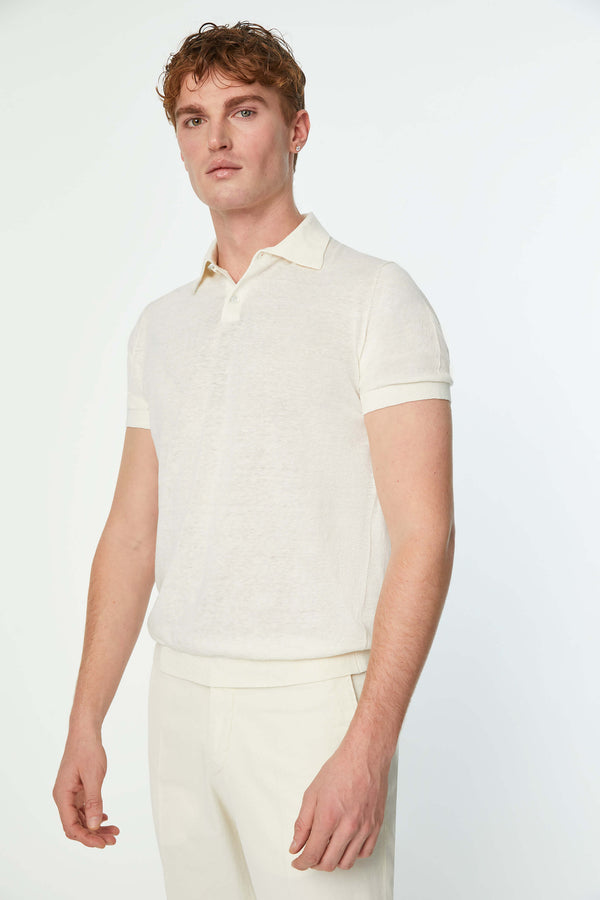 L.B.M. 1911 Polo in maglia bianco avorio Polo in maglia bianco avorio