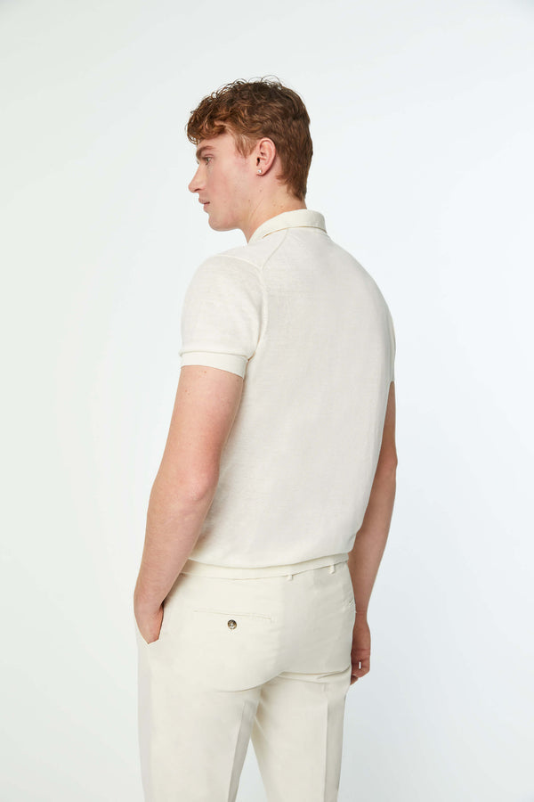 L.B.M. 1911 Polo in maglia bianco avorio Polo in maglia bianco avorio Affare Del Giorno