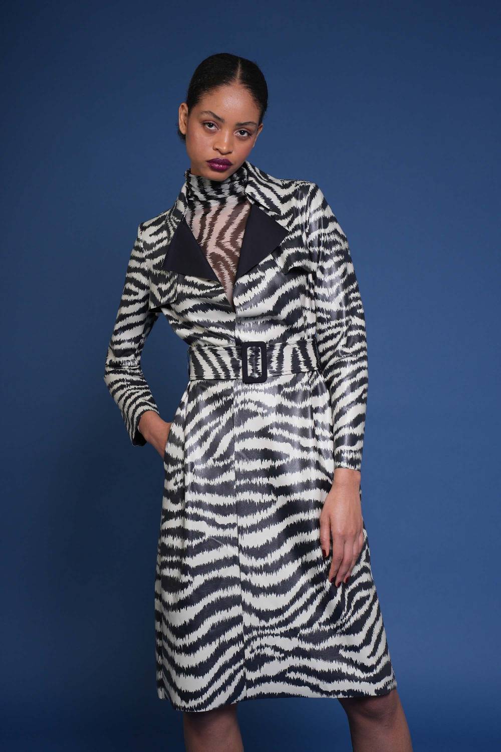 La Petite Robe Di Chiara Boni paduret printed faux-leather dustercoat Hotsell