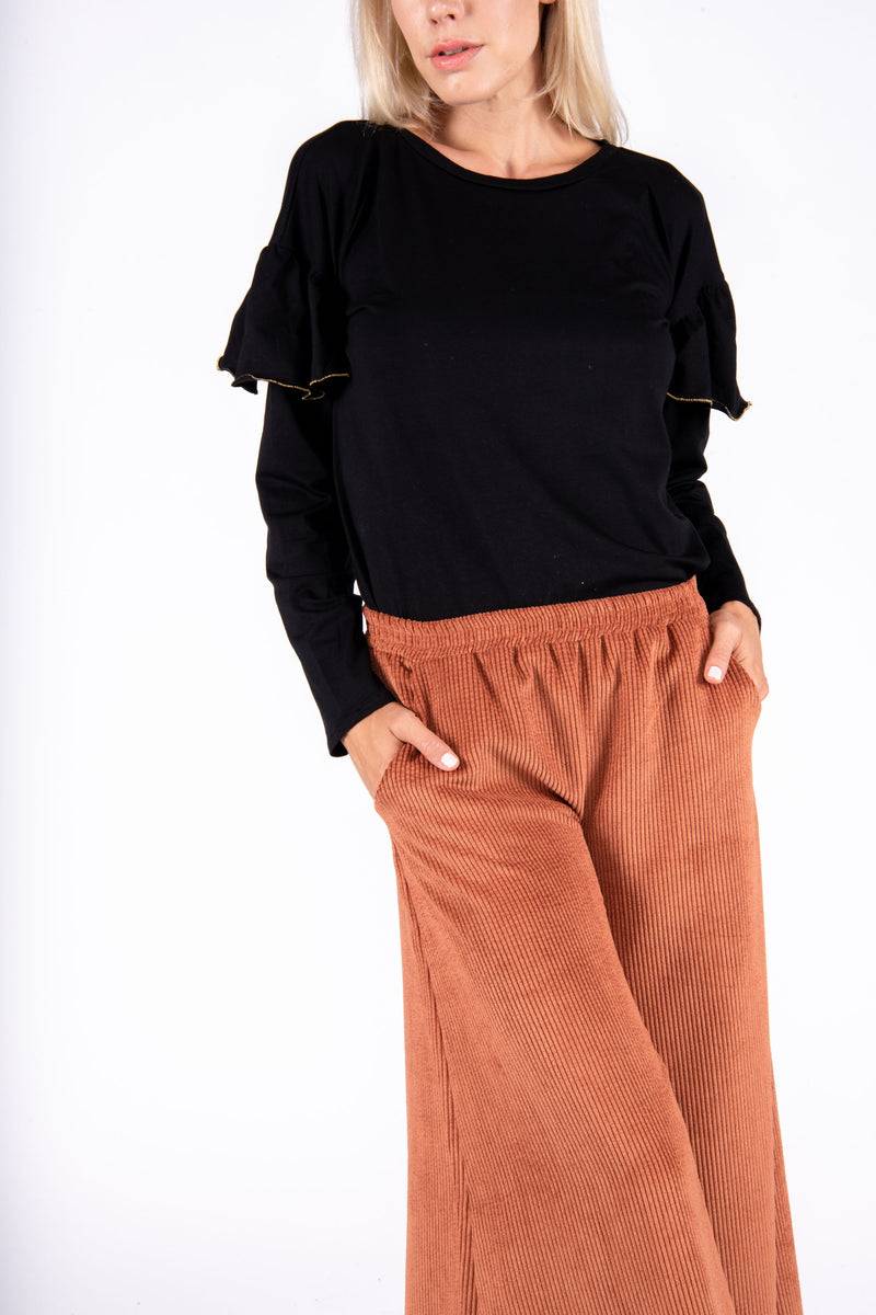 Olive E Miele PANTALONE MOLLIE VELLUTO MATTONE Offerte