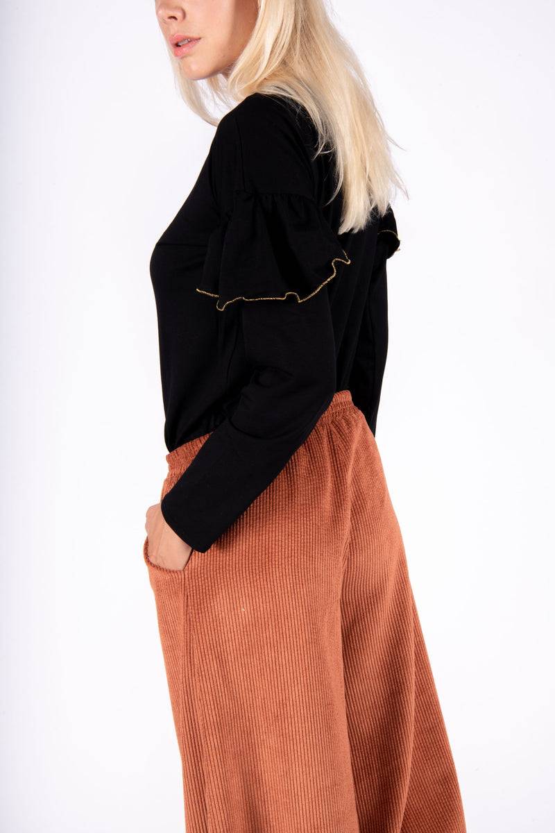 Olive E Miele PANTALONE MOLLIE VELLUTO MATTONE Offerte