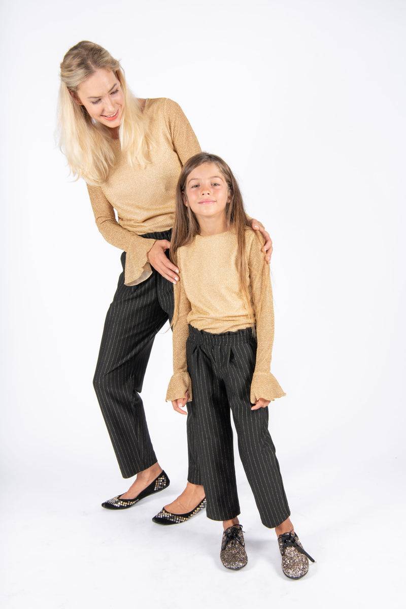 Olive E Miele MiniMe t-shirt Pam + pantalone Gertie gessato lurex Qualità