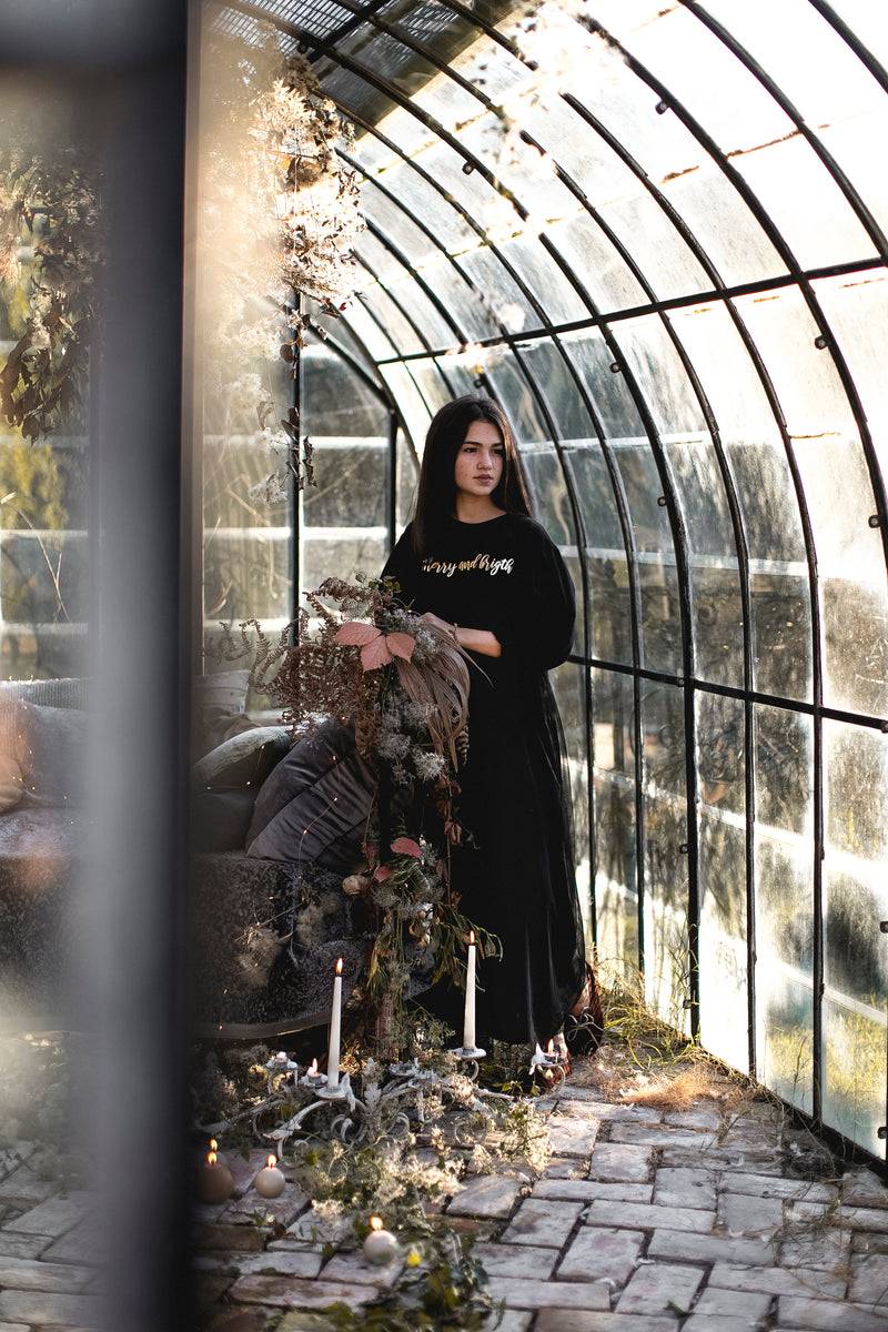 Olive E Miele T-SHIRT MERRY AND BRIGHT BLACK Novità