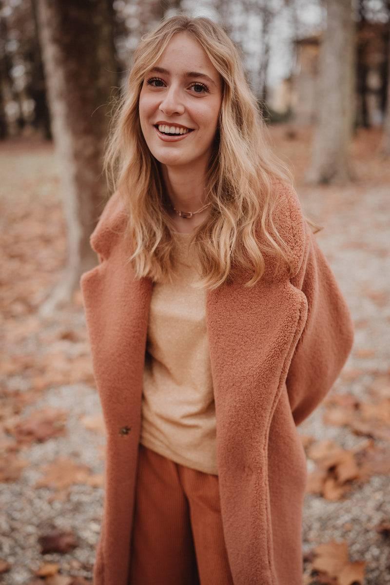 Olive E Miele CAPPOTTO PEGGY MATTONE Affare Del Giorno