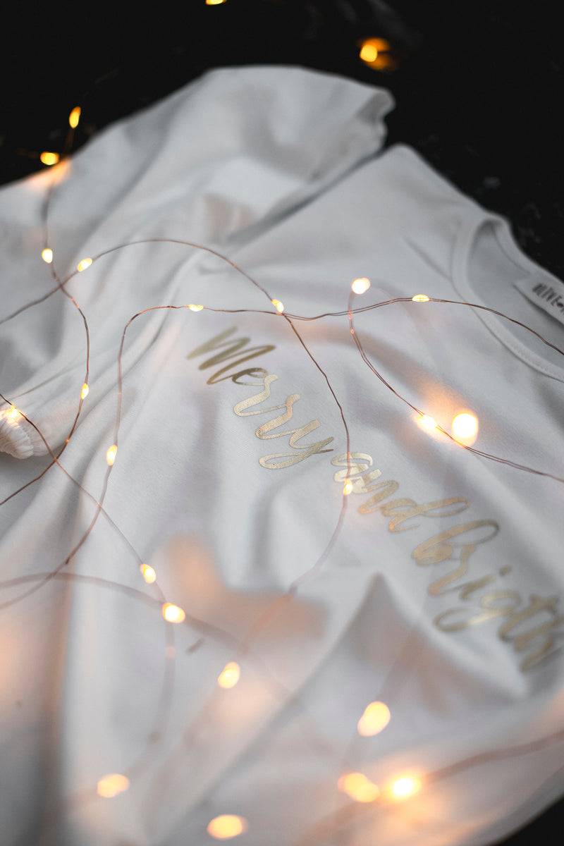Olive E Miele T-SHIRT MERRY AND BRIGHT WHITE Negozi Online