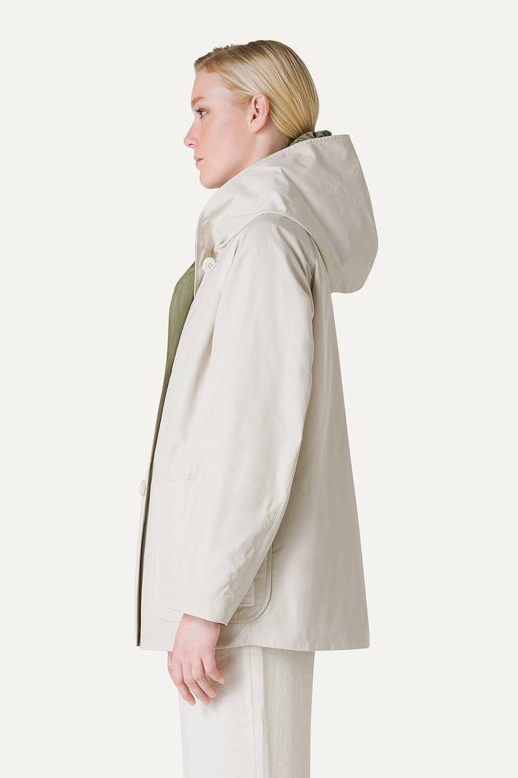 Oof Wear IMPERMEABILE REVERSIBILE CON CAPPUCCIO IN NYLON MEMORY 9411 - PANNA/VERDE MIMETICO Prezzo Ridotto