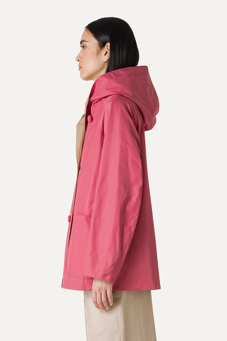 Oof Wear IMPERMEABILE REVERSIBILE CON CAPPUCCIO IN NYLON MEMORY 9411 - ROSA ANTICO/BEIGE Sottocosto