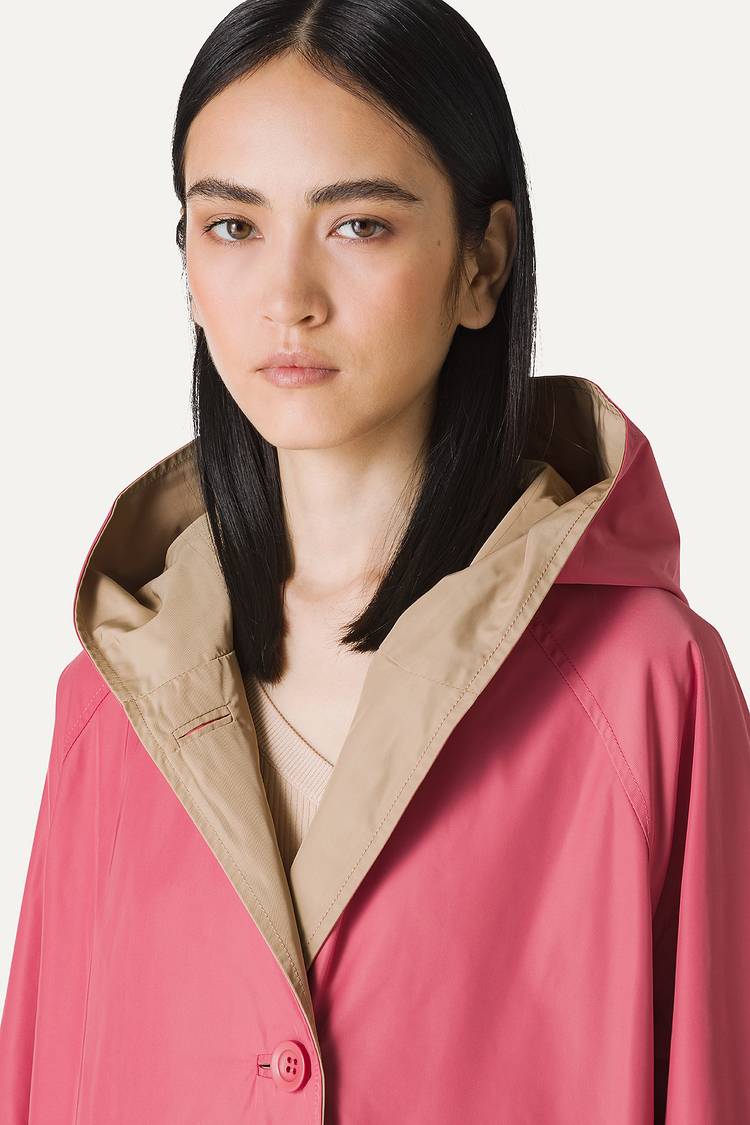 Oof Wear IMPERMEABILE REVERSIBILE CON CAPPUCCIO IN NYLON MEMORY 9411 - ROSA ANTICO/BEIGE Sottocosto