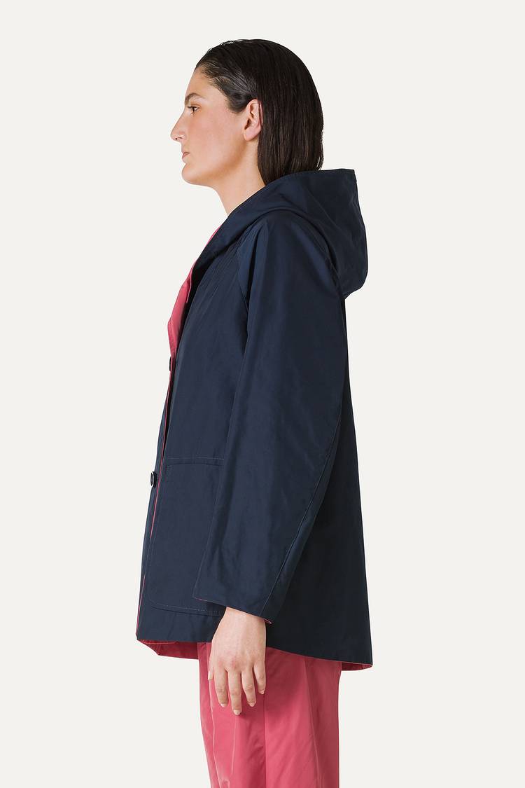 Oof Wear IMPERMEABILE REVERSIBILE CON CAPPUCCIO IN NYLON MEMORY 9411 - BLU NOTTE/ROSA ANTICO Convenienza