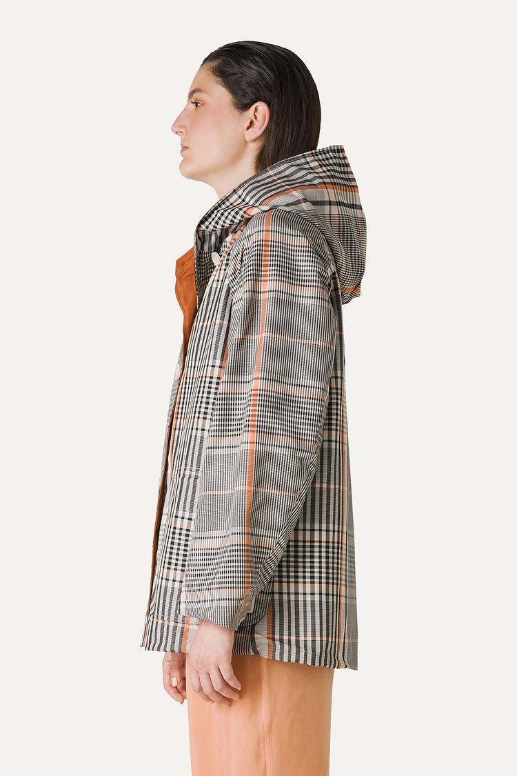 Oof Wear IMPERMEABILE REVERSIBILE CON CAPPUCCIO IN NYLON MEMORY CON DISEGNO CHECK 9411 - ARANCIONE/PAPRIKA Fino al 55% di sconto
