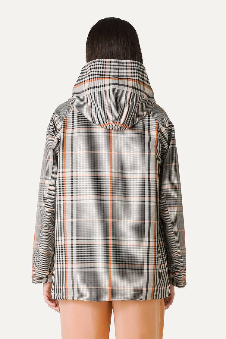 Oof Wear IMPERMEABILE REVERSIBILE CON CAPPUCCIO IN NYLON MEMORY CON DISEGNO CHECK 9411 - ARANCIONE/PAPRIKA Fino al 55% di sconto