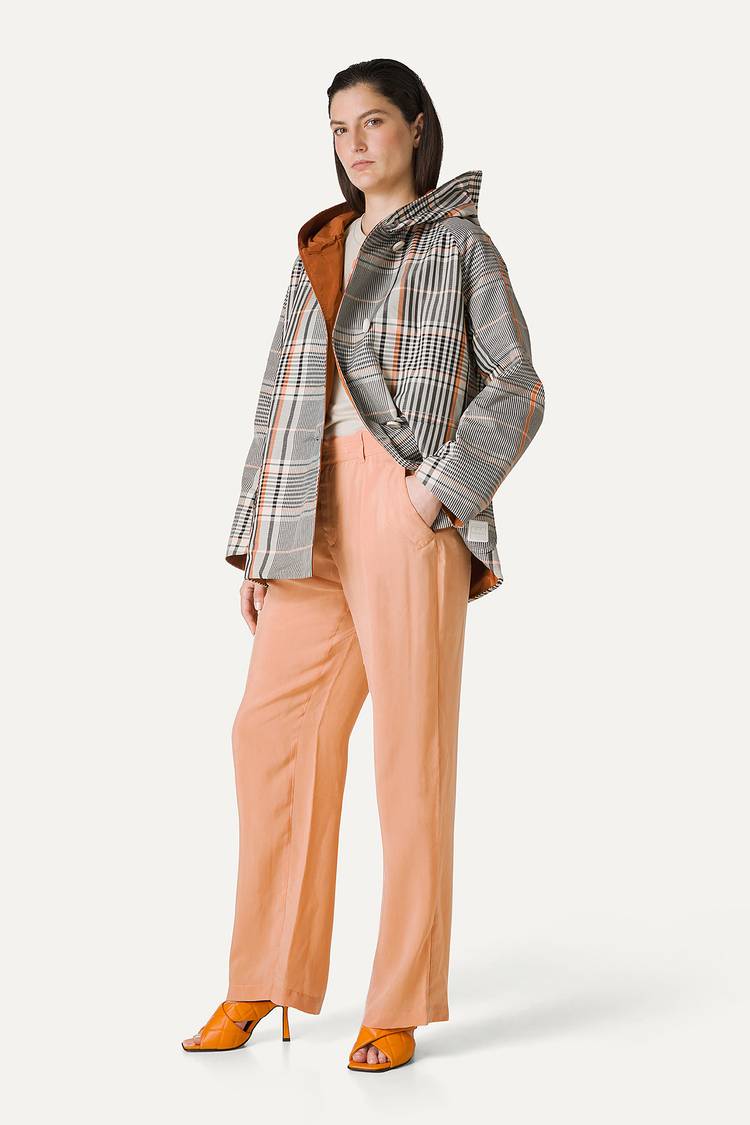 Oof Wear IMPERMEABILE REVERSIBILE CON CAPPUCCIO IN NYLON MEMORY CON DISEGNO CHECK 9411 - ARANCIONE/PAPRIKA Fino al 55% di sconto