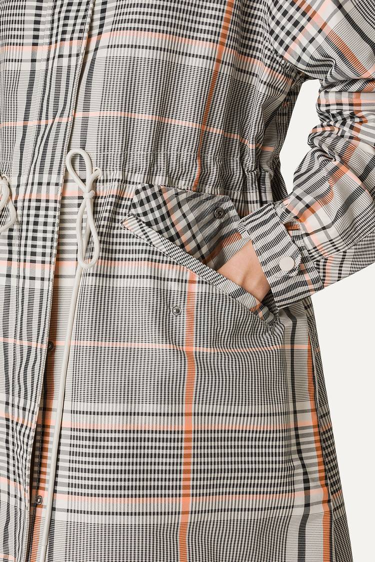 Oof Wear PARKA LUNGO OVER IN NYLON MEMORY CON DISEGNO CHECK 9211 - ARANCIO/CREMA Offerta