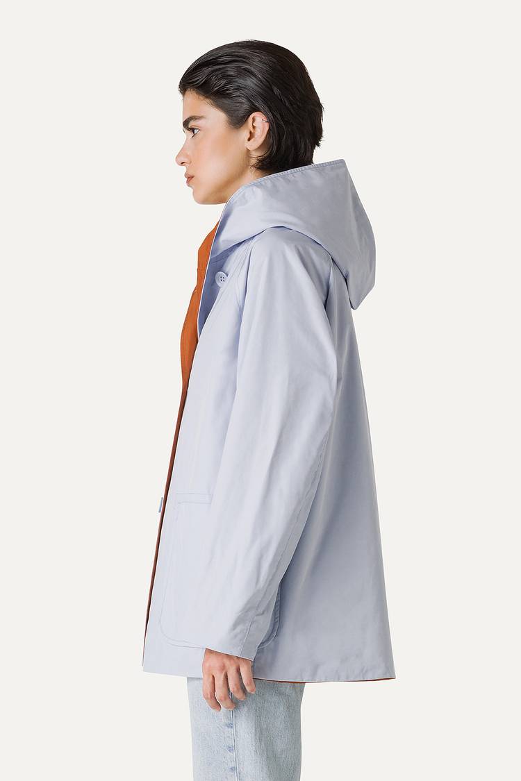 Oof Wear IMPERMEABILE REVERSIBILE CON CAPPUCCIO IN NYLON MEMORY 9411 - GHIACCIO/PAPRIKA Economico