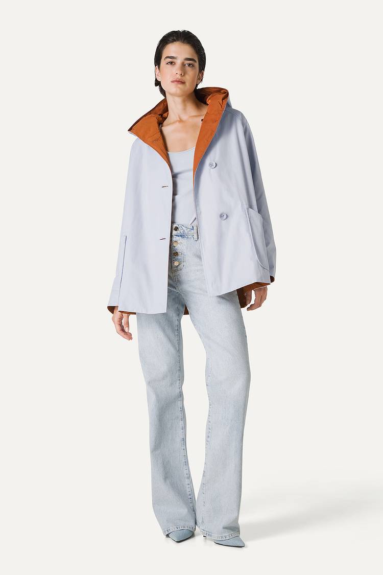 Oof Wear IMPERMEABILE REVERSIBILE CON CAPPUCCIO IN NYLON MEMORY 9411 - GHIACCIO/PAPRIKA Economico