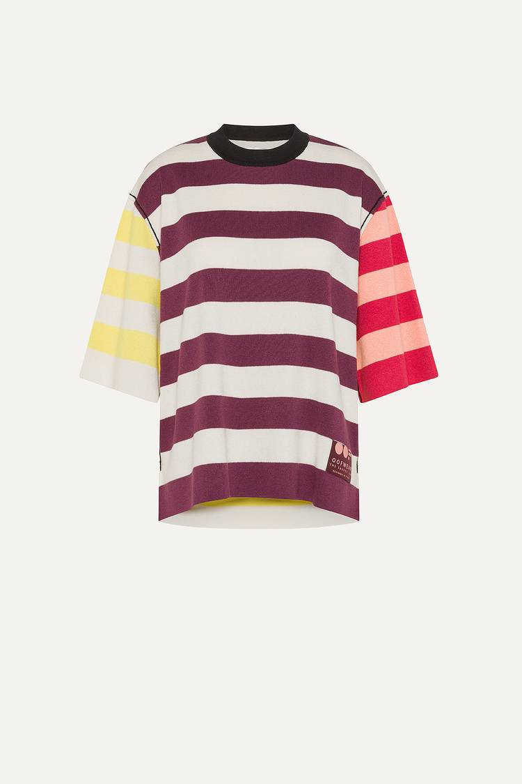 Oof Wear T-SHIRT A RIGHE COLORATE IN COTONE 4055 - PANNA/BORDEAUX Offerte
