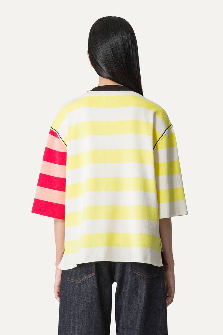Oof Wear T-SHIRT A RIGHE COLORATE IN COTONE 4055 - PANNA/BORDEAUX Offerte