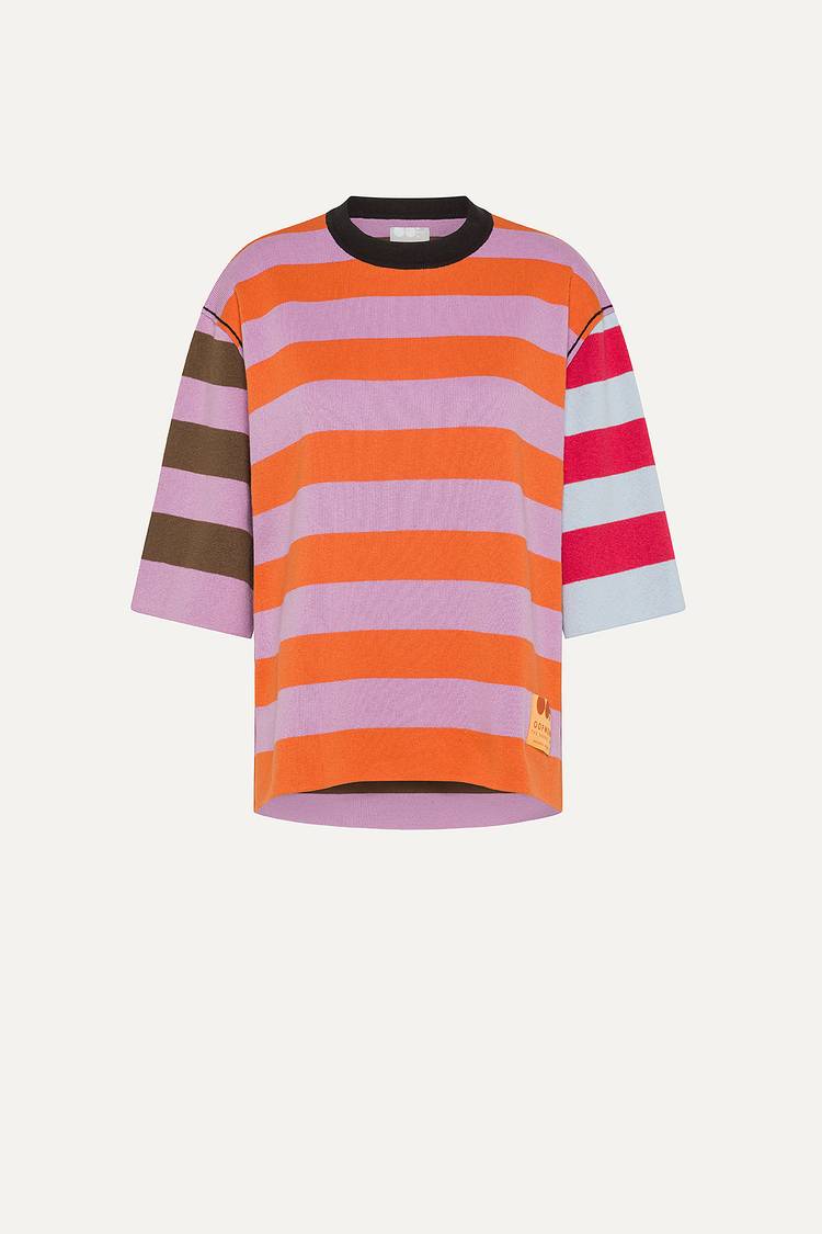 Oof Wear T-SHIRT A RIGHE COLORATE IN COTONE 4055 - LILLA/ARANCIO Hotsell