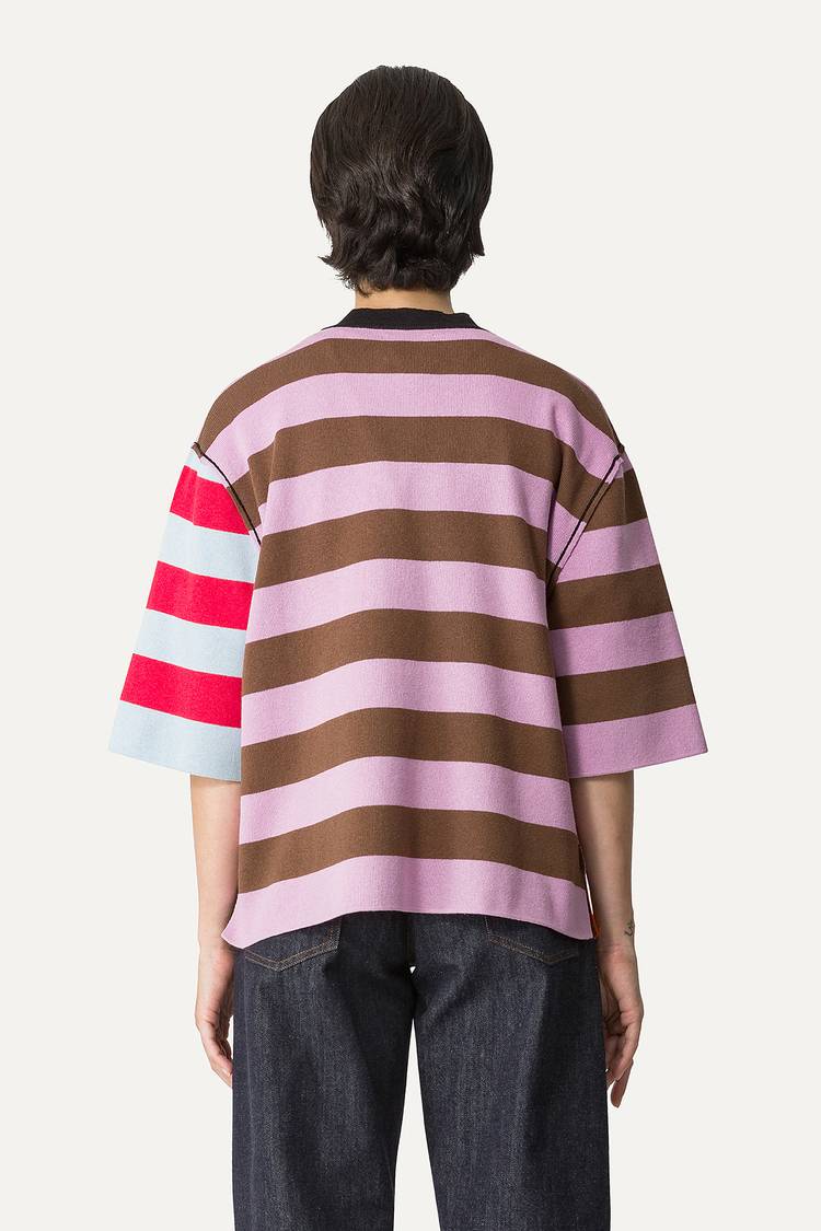 Oof Wear T-SHIRT A RIGHE COLORATE IN COTONE 4055 - LILLA/ARANCIO Hotsell