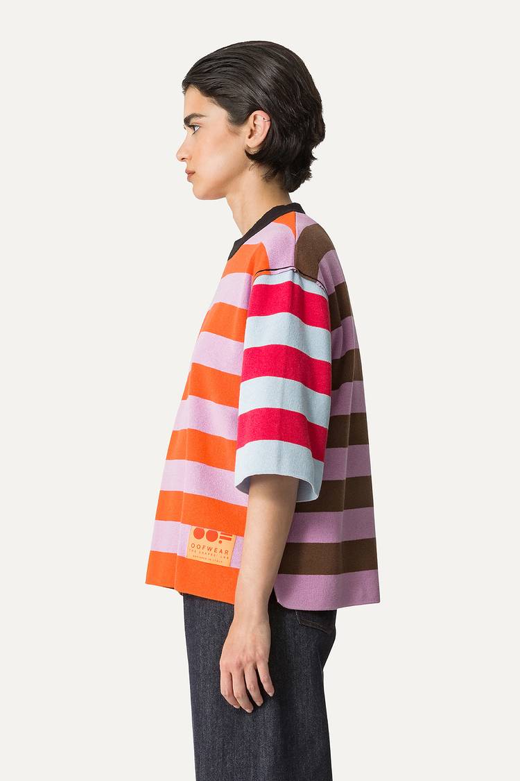 Oof Wear T-SHIRT A RIGHE COLORATE IN COTONE 4055 - LILLA/ARANCIO Hotsell